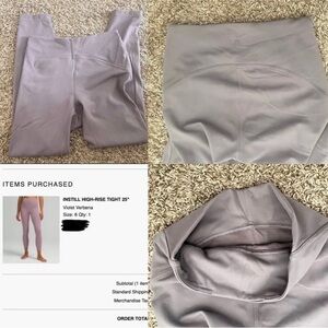 Lululemon instill high rise HR tights 25” size 6 in color Violet Verbena
